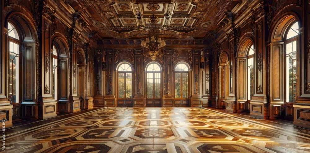 Obraz premium The classic elegance of a vast wooden chamber exudes timeless sophistication and grandeur.
