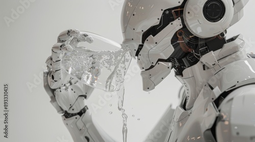 A Robot Is Holding a Glass of Water up to Its Mouth and Drinking From It - Generative AI