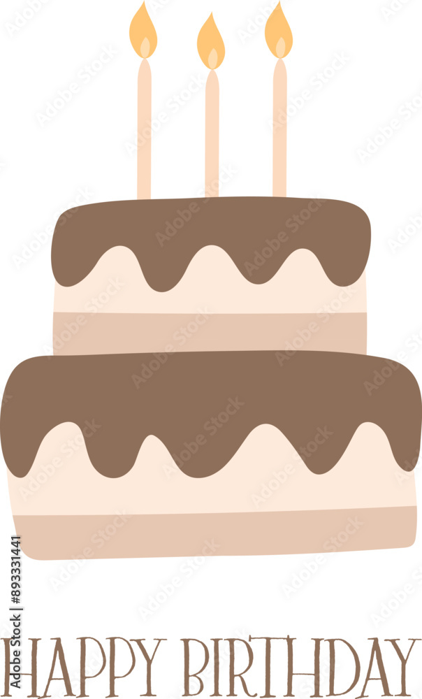 Vector tasty cake with candles on white background Vector tasty cake with candles on white background