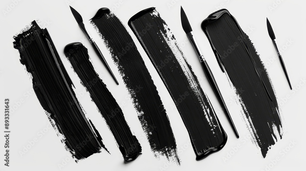 The set consists of realistic black marker marks on an ink background. The set consists of realistic black marker marks on an ink background.