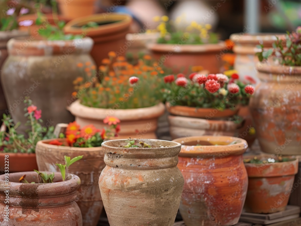 Fototapeta premium The Timeless Beauty of Terracotta Flower Pots: A Vessel for Growing Blooms