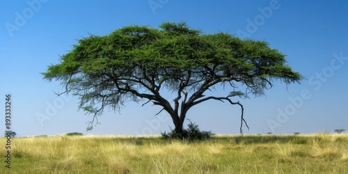 African Tree. Magnificent Acacia Tree in Zimbabwe Savanna Wilderness