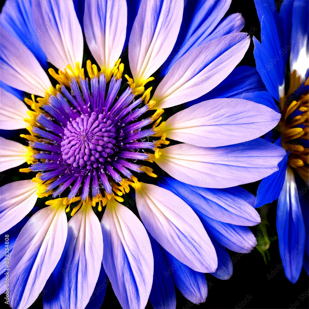 Obraz premium Blue chicory delicate petals with slightly serrated edges white center Cichorium intybus