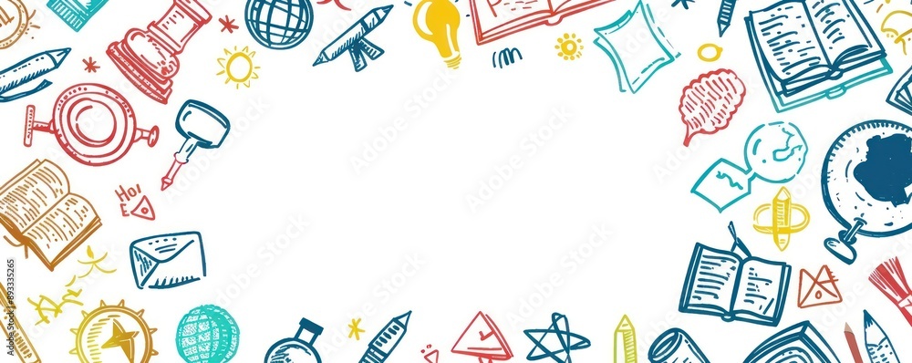 Modern flat design vector of school essentials on a white background with blue. Modern flat design vector of school essentials on a white background with blue.