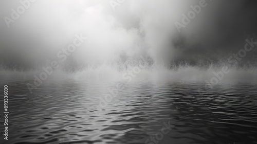 Black and white fog over the water. 3d rendering