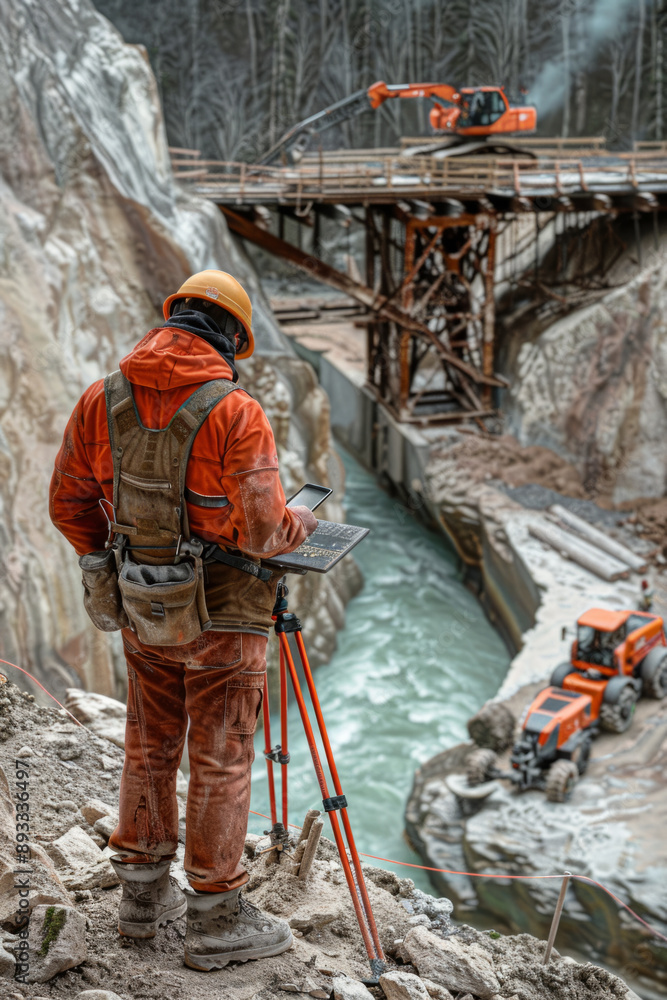 Engineer Inspecting Bridge civil engineering construction, Civil engineering experts inspecting ...