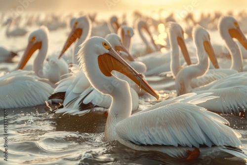 White Pelicans in Display Ritual photo