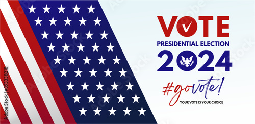 Elegant USA presidential vote 2024 banner design. Go vote at US presidential election 5 november 2024 vector illustration, background, poster and social media feed. 