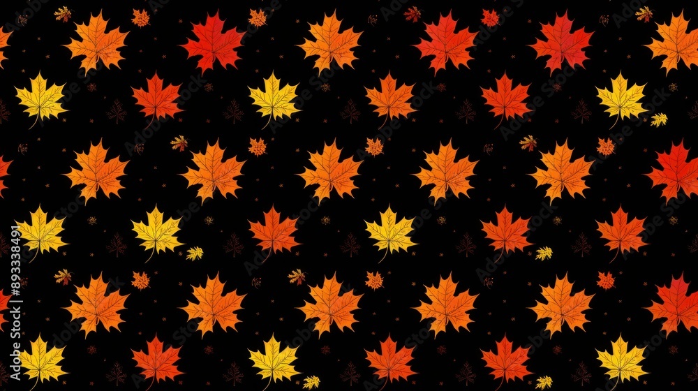 Seamless pattern of colorful autumn leaves in fall season Seamless pattern of colorful autumn leaves in fall season