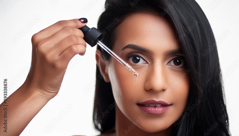 Beautiful Woman holding a Pipette with Skincare Serum - Applying Serum to her Face - Hyaluronic Acid, Anti Aging, Moisturiser, Repair, Hydrating, Vitamin, Ascorbic, Retinol, Exfoliant, Azelaic Beautiful Woman holding a Pipette with Skincare Serum - Applying Serum to her Face - Hyaluronic Acid, Anti Aging, Moisturiser, Repair, Hydrating, Vitamin, Ascorbic, Retinol, Exfoliant, Azelaic