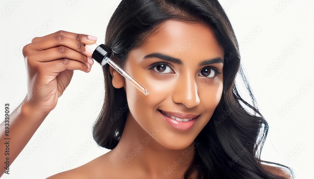 Beautiful Woman holding a Pipette with Skincare Serum - Applying Serum to her Face - Hyaluronic Acid, Anti Aging, Moisturiser, Repair, Hydrating, Vitamin, Ascorbic, Retinol, Exfoliant, Azelaic Beautiful Woman holding a Pipette with Skincare Serum - Applying Serum to her Face - Hyaluronic Acid, Anti Aging, Moisturiser, Repair, Hydrating, Vitamin, Ascorbic, Retinol, Exfoliant, Azelaic