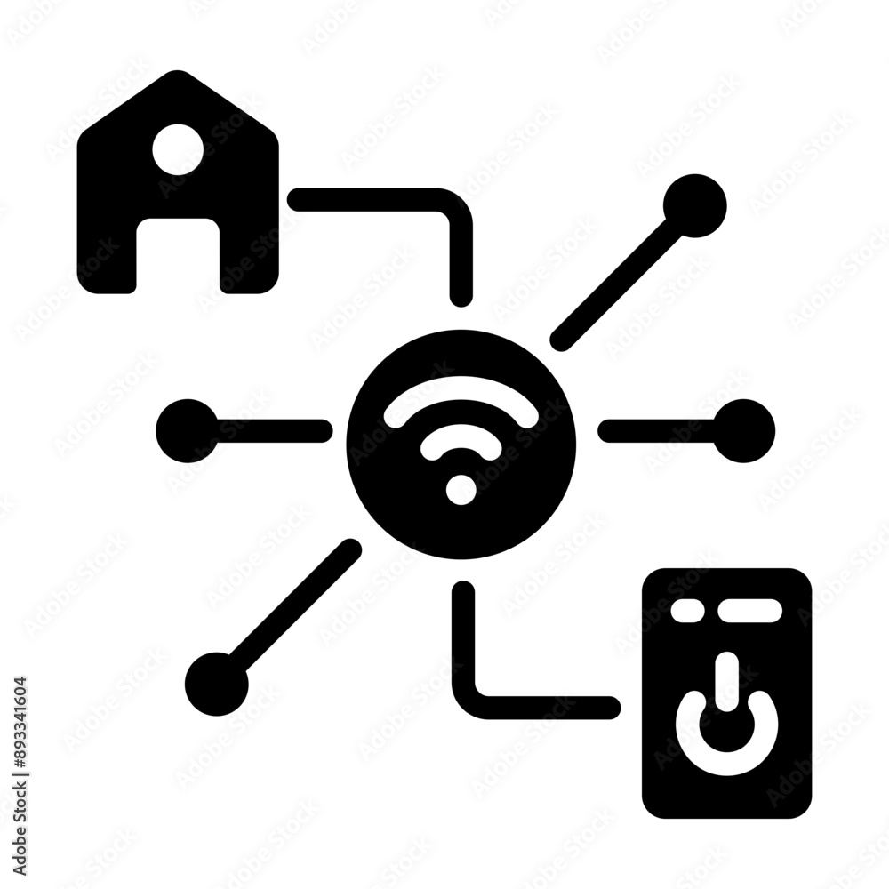 A glyph style icon of iot connectivity A glyph style icon of iot connectivity