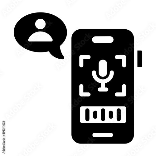 A solid icon of mobile voice assistant