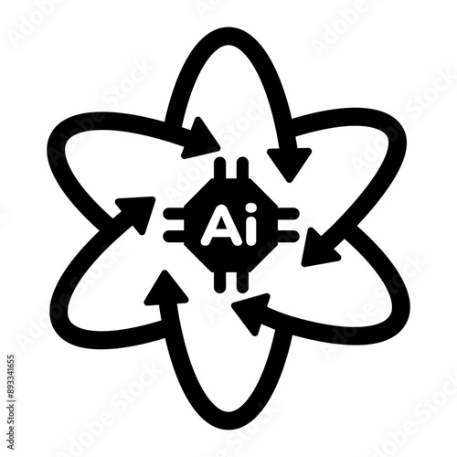 A solid icon of ai quantum computing 