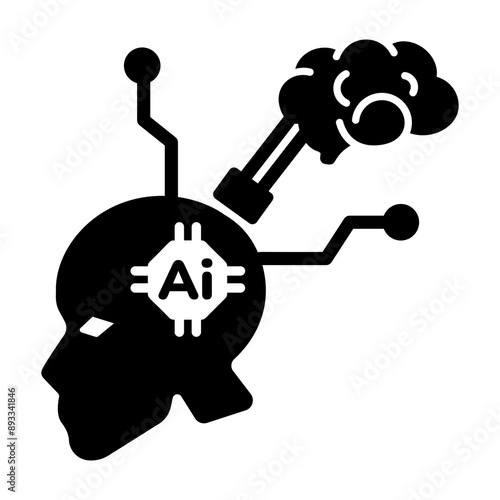 A filled style icon of brain implantation