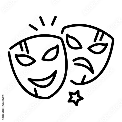 A line icon of acting masks