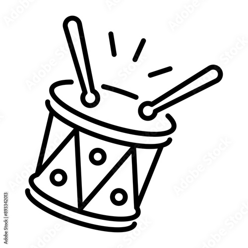 A linear icon of drum music