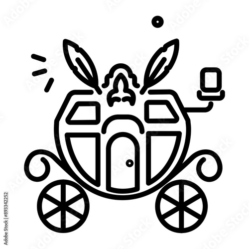 A linear style icon of a carriage