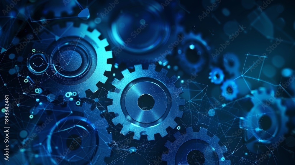 Abstract Blue Digital Technology Background: Gears and Cogs in Synchrony Abstract Blue Digital Technology Background: Gears and Cogs in Synchrony