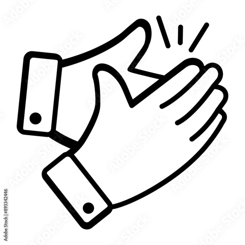 Clapping icon designed in doodle style 