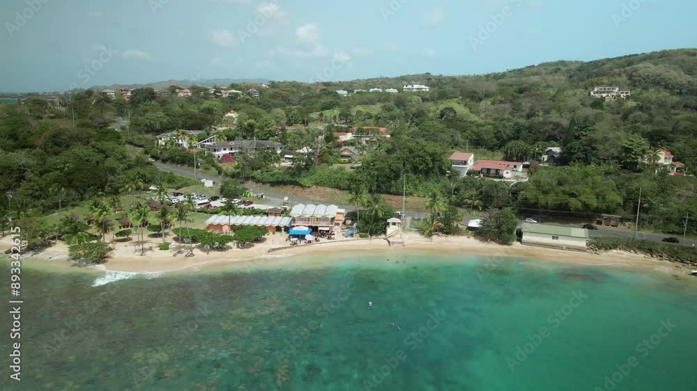 Aerial view of MT Irvine beach located on the Caribbean island of Tobago
