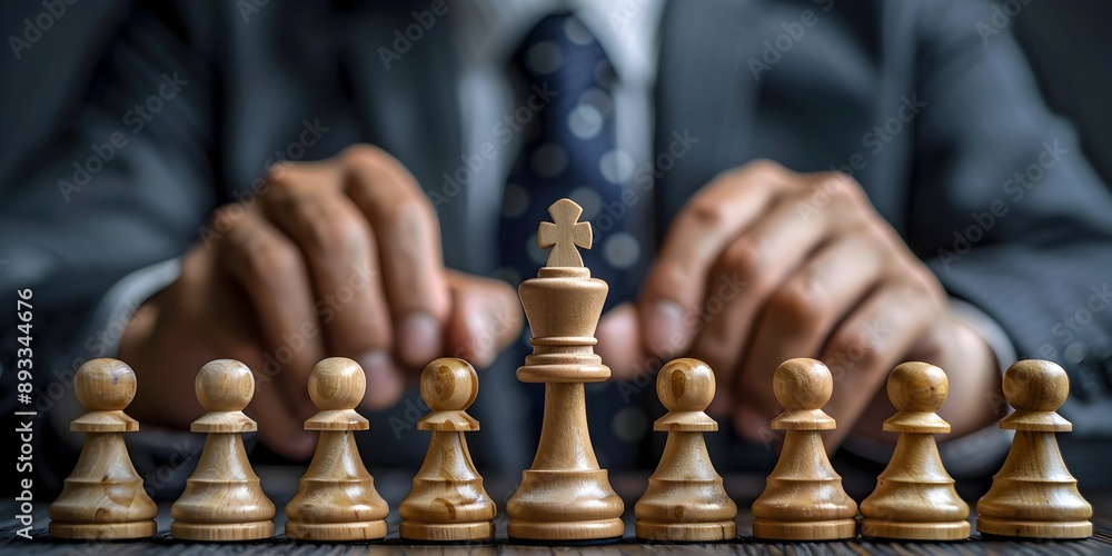 Business leader hosting interactive workshop on leadership skills chess strategy concept with copy space Business leader hosting interactive workshop on leadership skills chess strategy concept with copy space