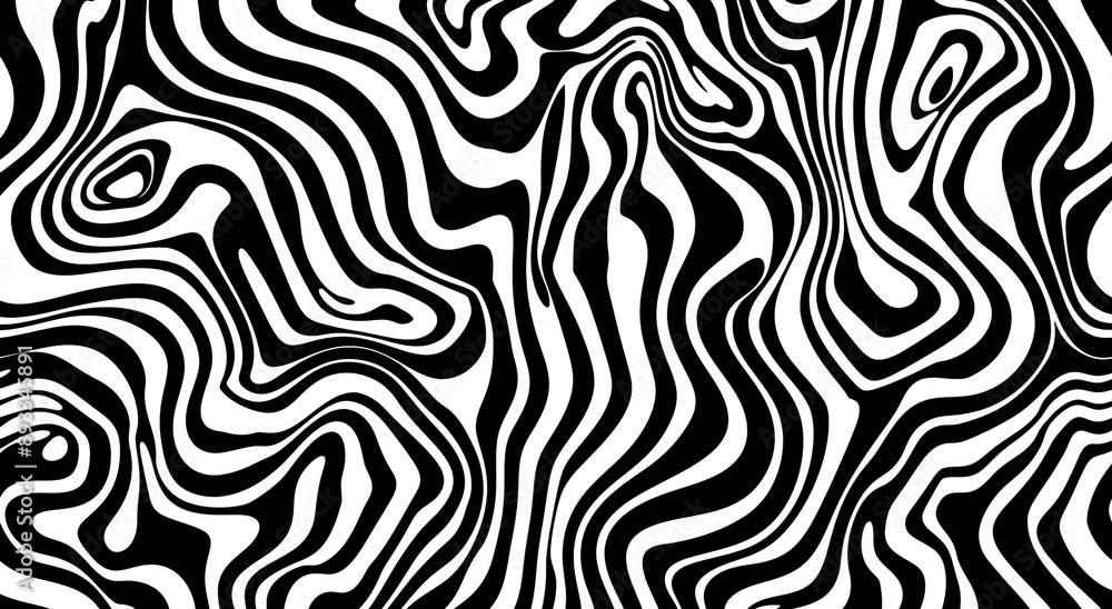 A seamless pattern of black and white wavy lines, creating an abstract background with organic shapes. A seamless pattern of black and white wavy lines, creating an abstract background with organic shapes.