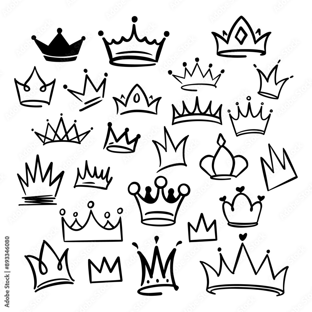 Fototapeta premium set of hand drawn crowns vector