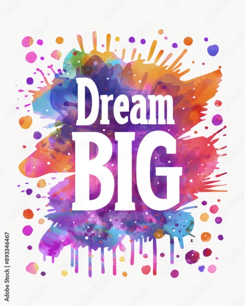Fototapeta premium A vector design with the words Dream BIG written in watercolor style background.