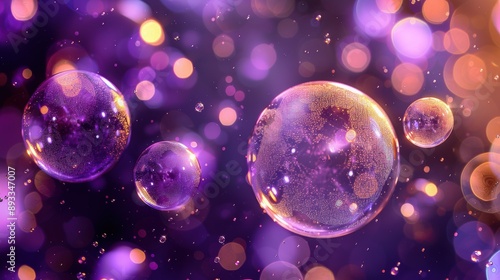 Purple and Yellow Soap Bubbles Creating Abstract Design