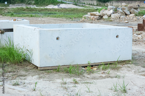 a large concrete tank a construction site
