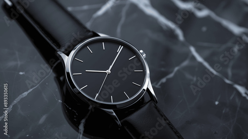 Wallpaper Mural Minimalist wristwatch with black dial and silver accents Torontodigital.ca