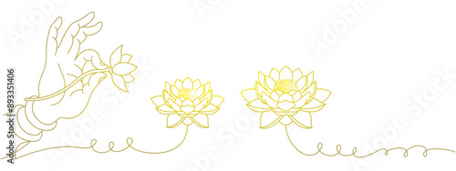 vector design of hands and lotus flowers for Vesak Day, EPS 8