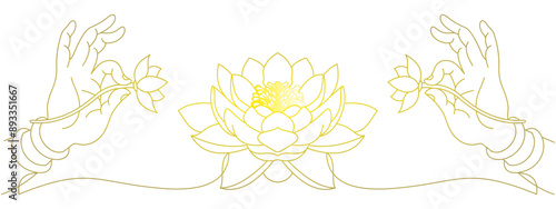 hand and lotus flower vector design, eps 2