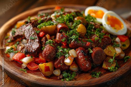 Traditional Bolivian Pique a lo Macho: Savory Beef, Sausage, and Vegetables