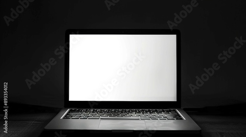 a black and white photo of a laptop