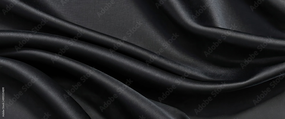 Obraz premium Luxurious black silk fabric draped elegantly, perfect for fashion, decor, or special events that require a touch of sophistication.