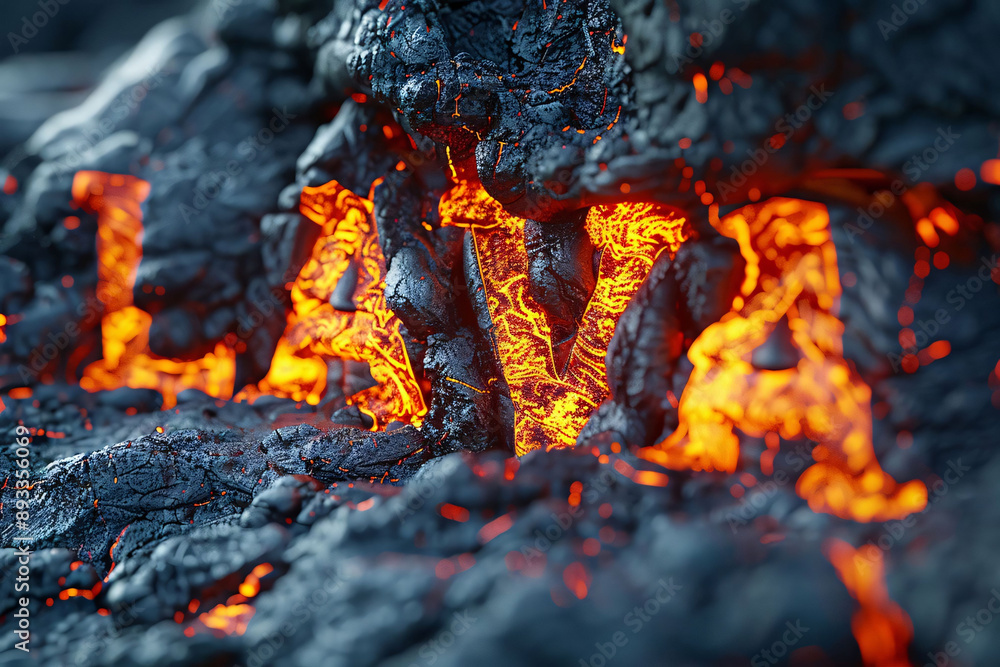 Molten Lava Forming the Word 'LAVA' on Dark Rocks Molten Lava Forming the Word 'LAVA' on Dark Rocks