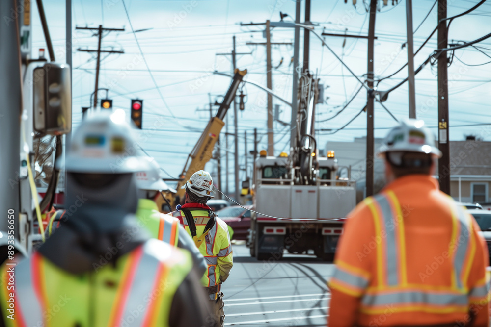 © Moon - Utility worker installing new power distribution cable