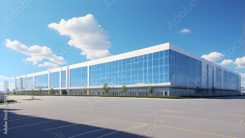 Wallpaper Mural A blue sky with an AI-generated logistics complex, warehouse, or enormous retail store. Thus, AI-generated content is unrelated to any actual entity. Building in new condition, with a clear blue sky. Torontodigital.ca