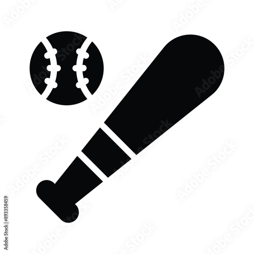 An icon of ball with bat denoting concept icon of baseball