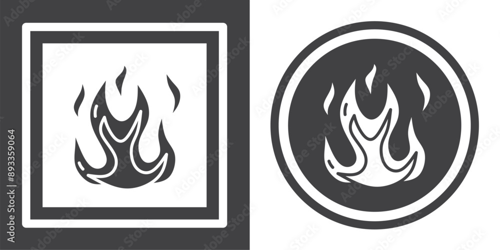 Vector. Fire symbol. Black and white icon symbol design in flat. Vector. Fire symbol. Black and white icon symbol design in flat.