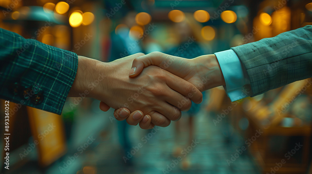 The handshake of a businessman with a office background The handshake of a businessman with a office background