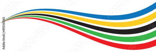 Colored Olympic games rainbow wave strips - vector isolated on transparent background.