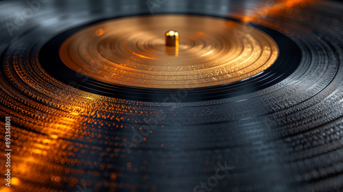 a vinyl golden and black record closeup, Golden Record Awards ceremony poster
