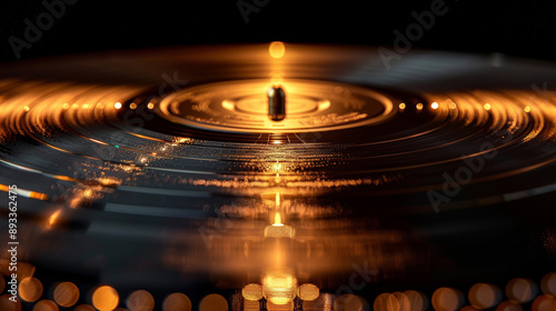 a vinyl golden and black record closeup, Golden Record Awards ceremony poster