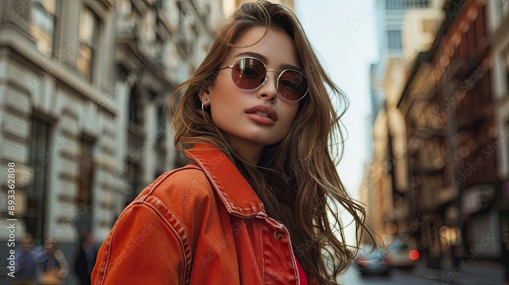 A Gen Z fashion influencer posing for a photo shoot in a city street A Gen Z fashion influencer posing for a photo shoot in a city street