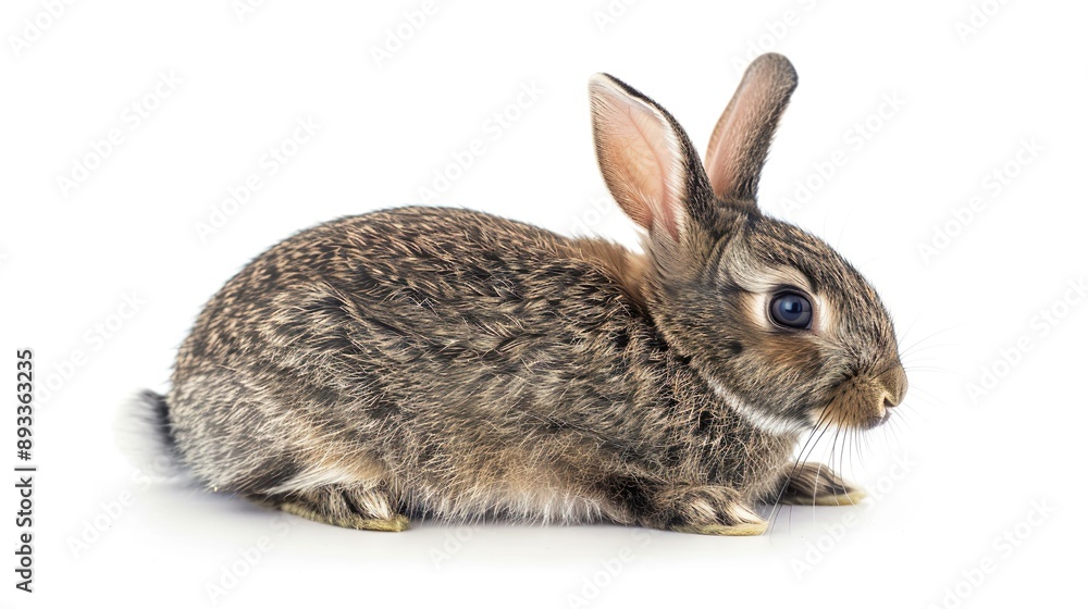 A Netherland Dwarf Rabbit with a playful expression, hopping around with boundless energy, isolated on a white background. A Netherland Dwarf Rabbit with a playful expression, hopping around with boundless energy, isolated on a white background.