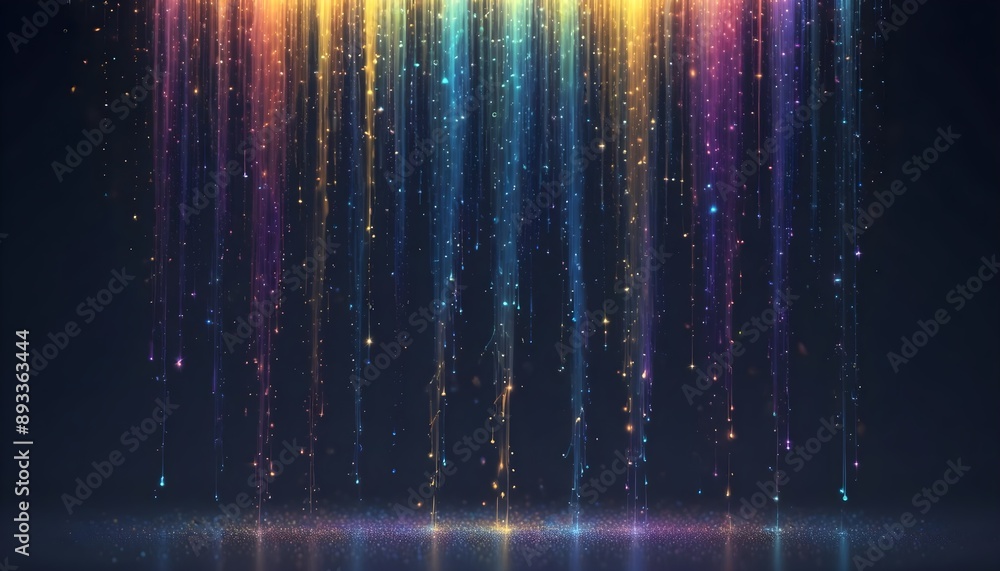 Colorful abstract background with vertical light rays and glowing particles Colorful abstract background with vertical light rays and glowing particles