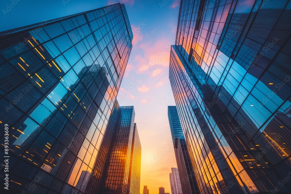 A city skyline with tall buildings and a beautiful sunset in the background. The sun is setting, casting a warm glow over the city. The buildings are made of glass, giving the impression of a modern A city skyline with tall buildings and a beautiful sunset in the background. The sun is setting, casting a warm glow over the city. The buildings are made of glass, giving the impression of a modern
